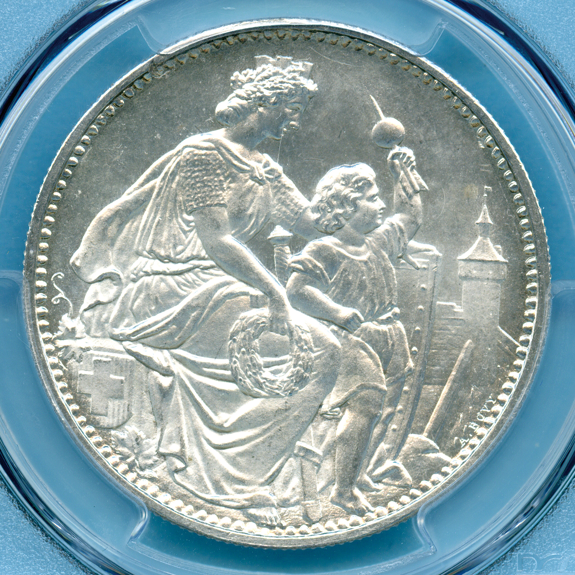 スイス 5フラン銀貨 1865 シャフハウゼン射撃祭 PCGS MS66