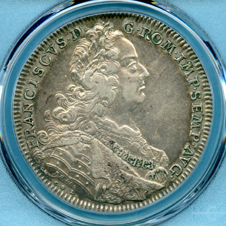 神聖ローマ帝国 ターレル銀貨 1754-PPW-CGL フランツ1世 ニュルンベルク都市景観  PCGS XF40