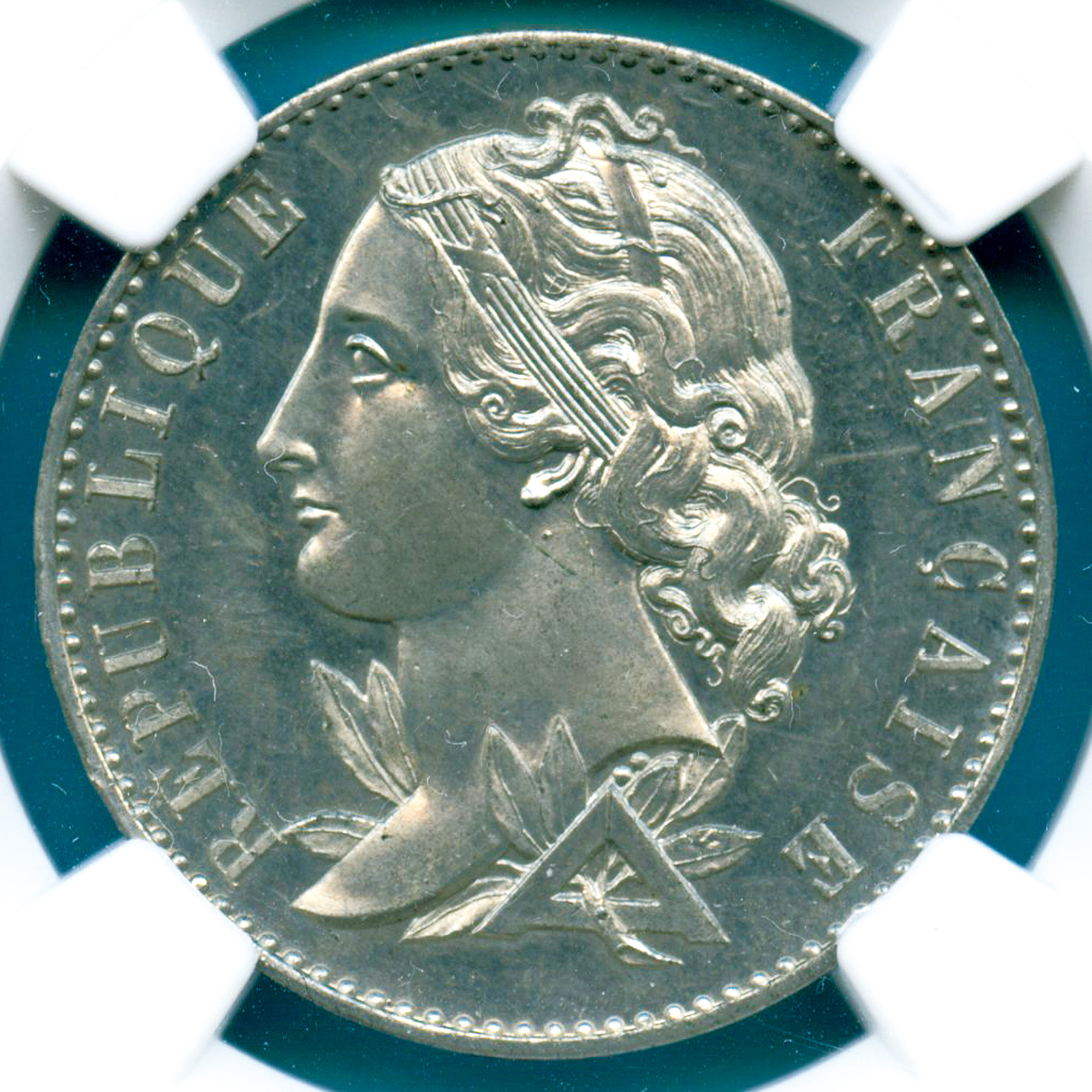 フランス 10サンチームホワイトメタル Essai 1848 NGC MS64