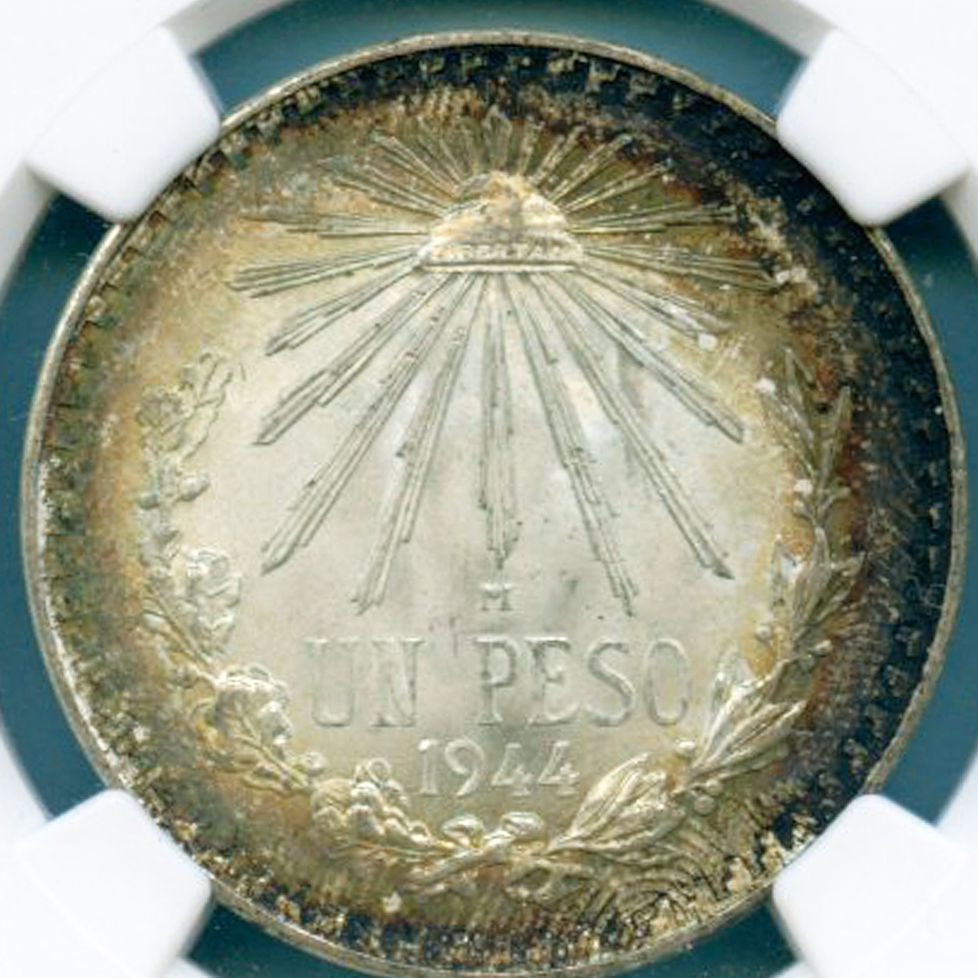 メキシコ 1ペソ銀貨 輝くリバティキャップ メキシコの国章 1944 MS66