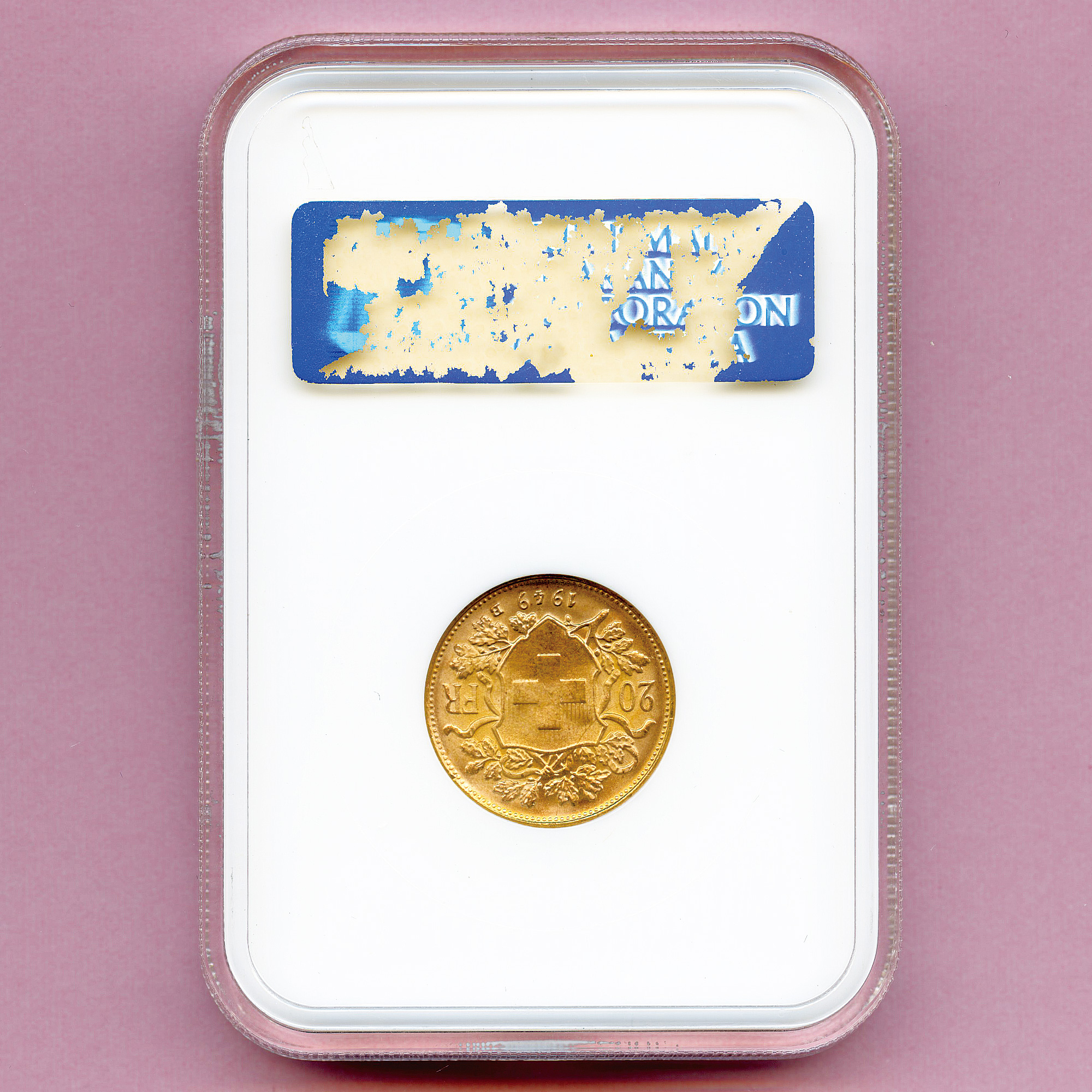 スイス 20フラン金貨 アルプスの少女『ブレネリ』 高鑑定品 1949 MS66｜DreamCoin（ドリームコイン）