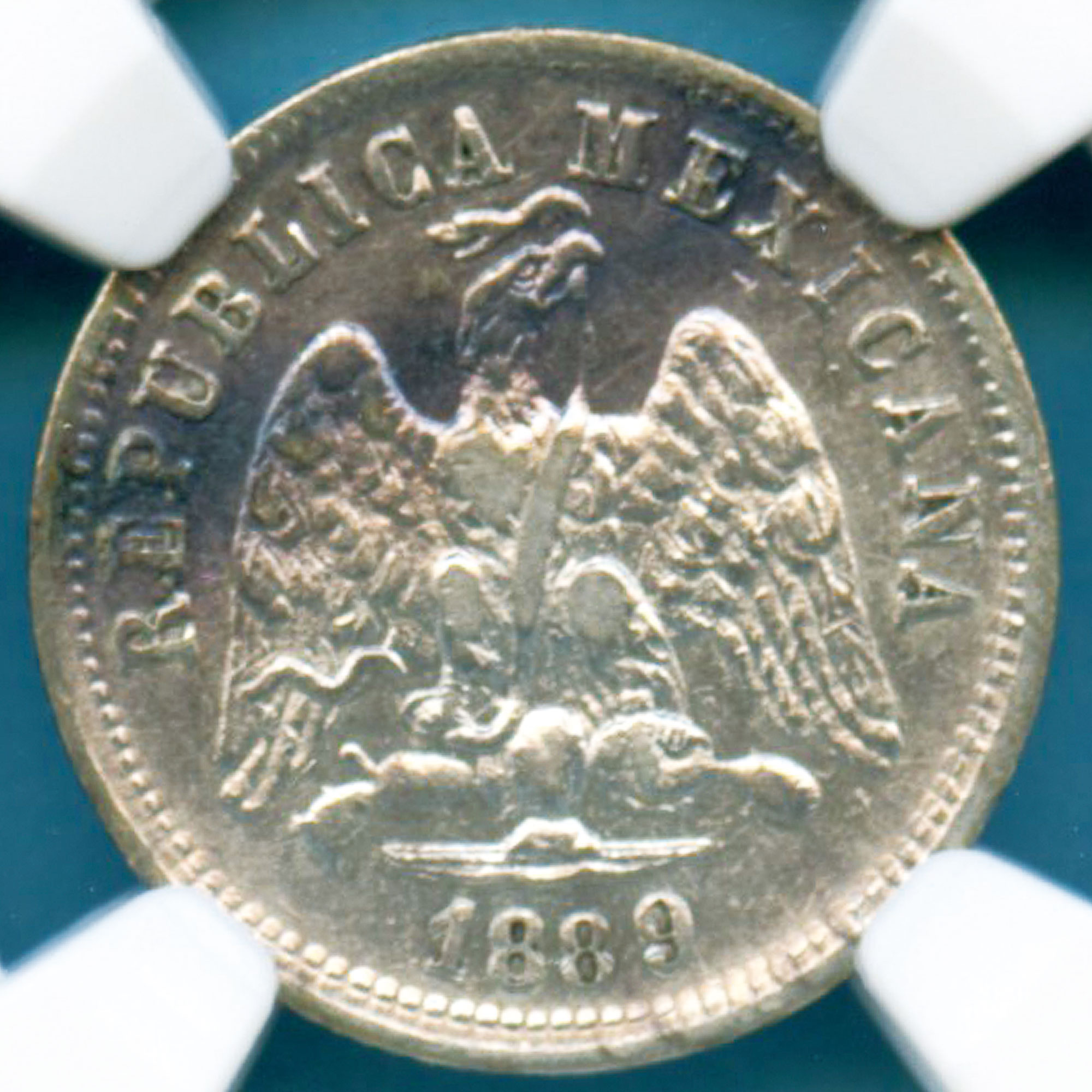 メキシコ 10センターボ銀貨 1889 AU53