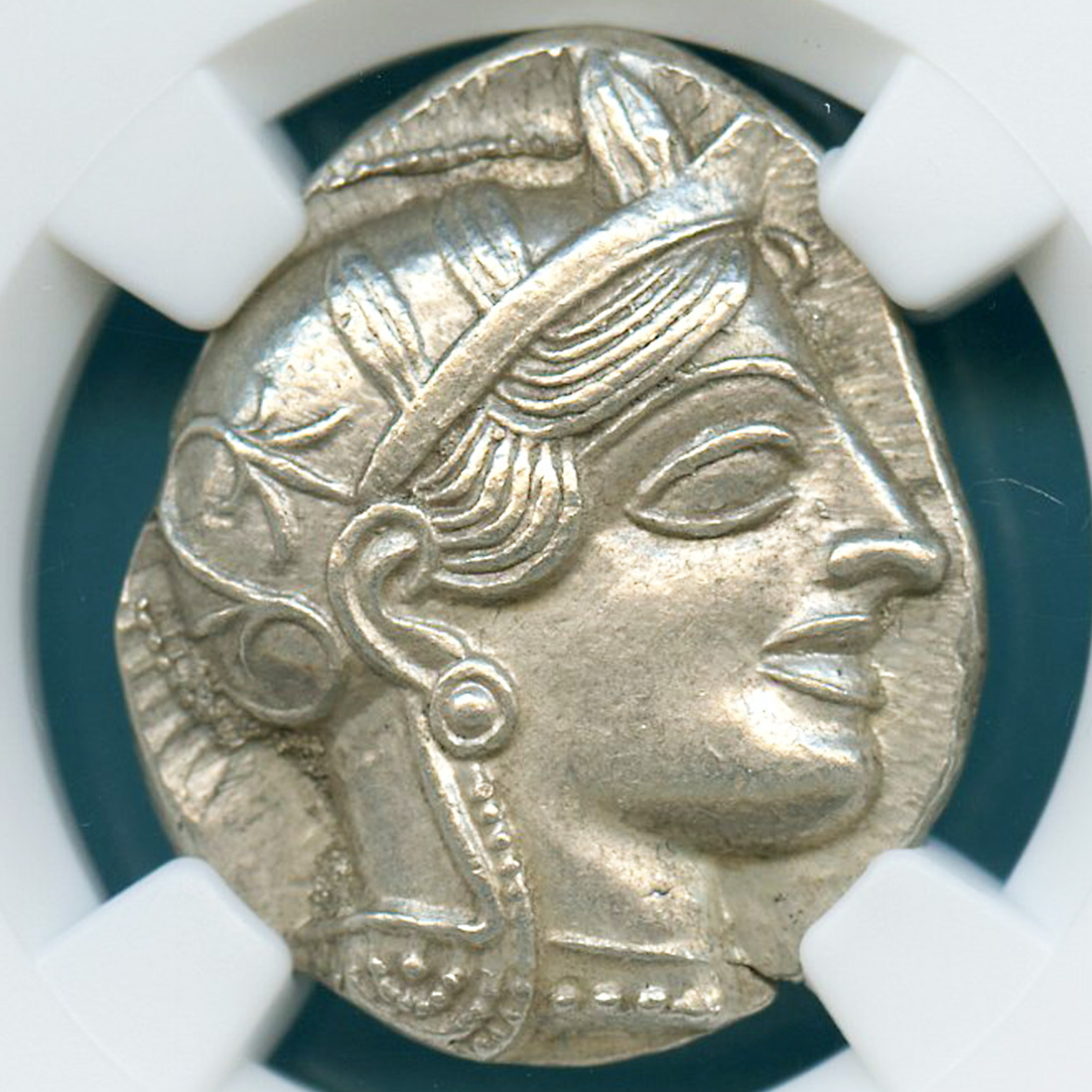 ギリシャ テトラ・ドラクマ銀貨 女神「アテネ」知恵の象徴「フクロウ」 c440-404BC 高鑑定MS5/5,4/5