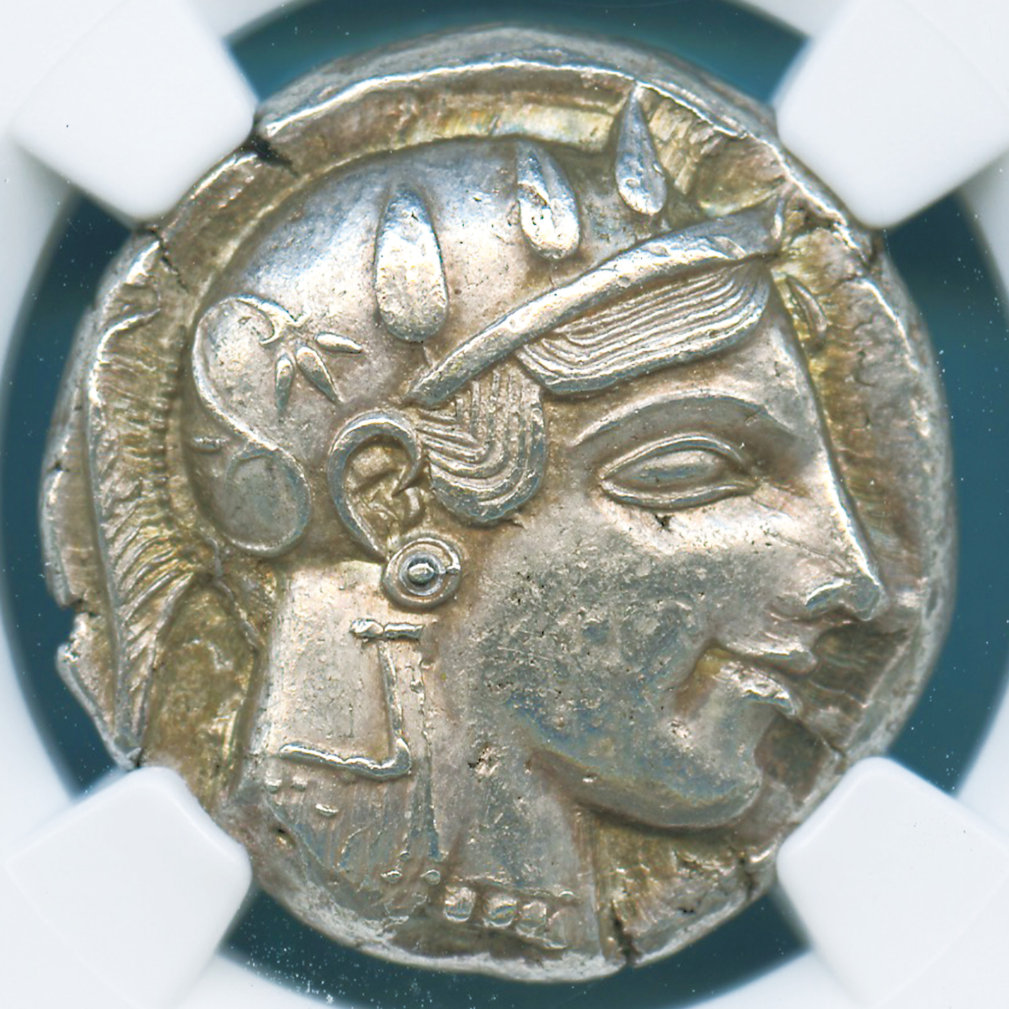 古代ギリシャ テトラ・ドラクマ銀貨 女神「アテネ」 知恵の象徴「フクロウ」c.465-455BC ChAU5/5,4/5高鑑定