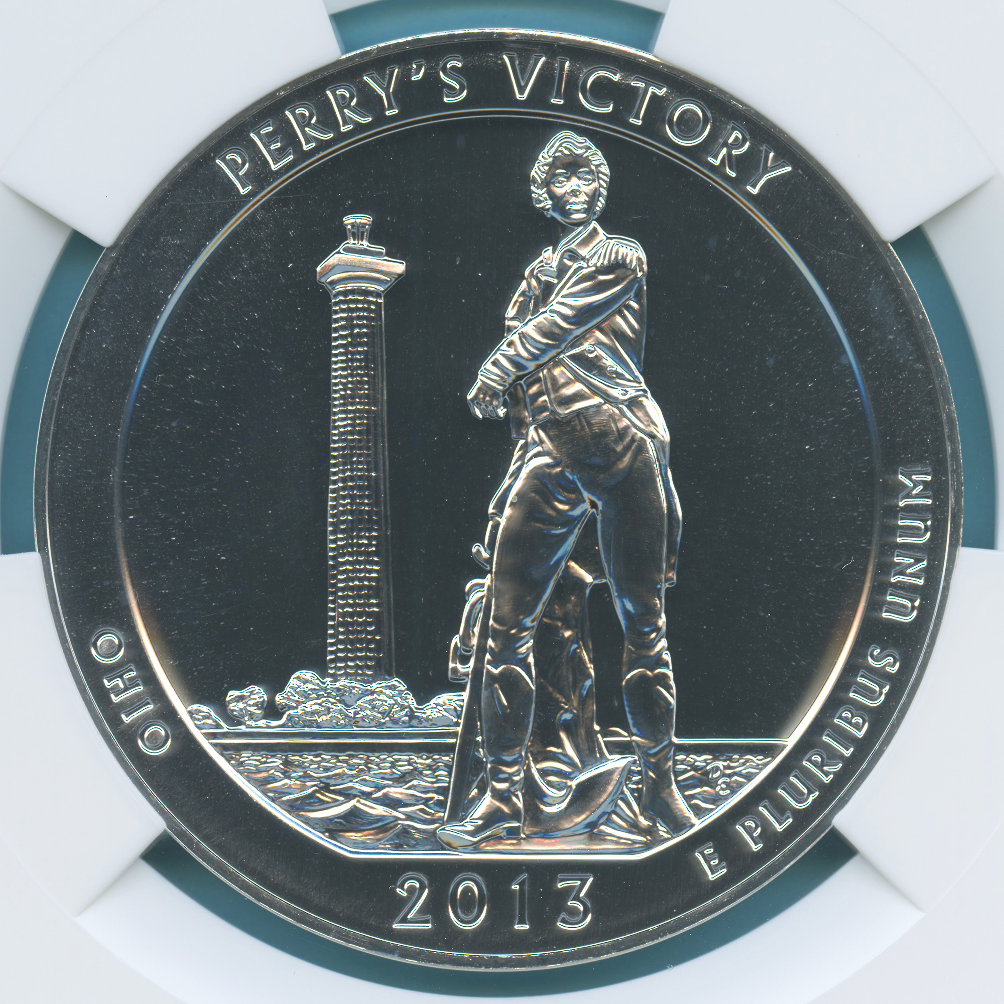 アメリカ オハイオ州 25C銀貨 5oz ペリーズ勝利 & 国際平和記念 PEACE MEMORIAL 2013 最高鑑定 MS69 総鑑定枚数246枚