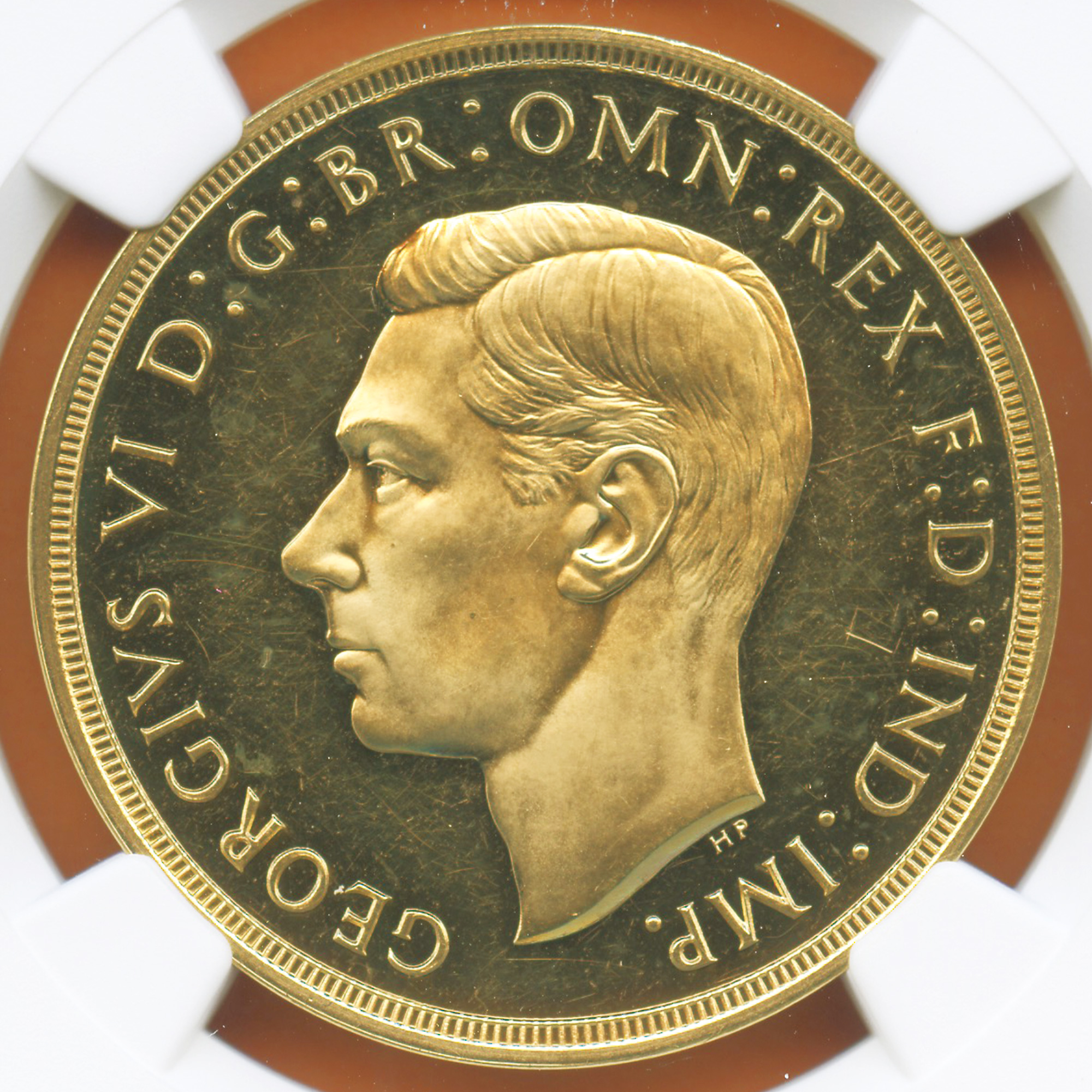 イギリス 5ソブリン金貨 ジョージ6世/龍と闘う聖ジョージ 1937 PF63CAMEO / 製造枚数は5,500枚♪