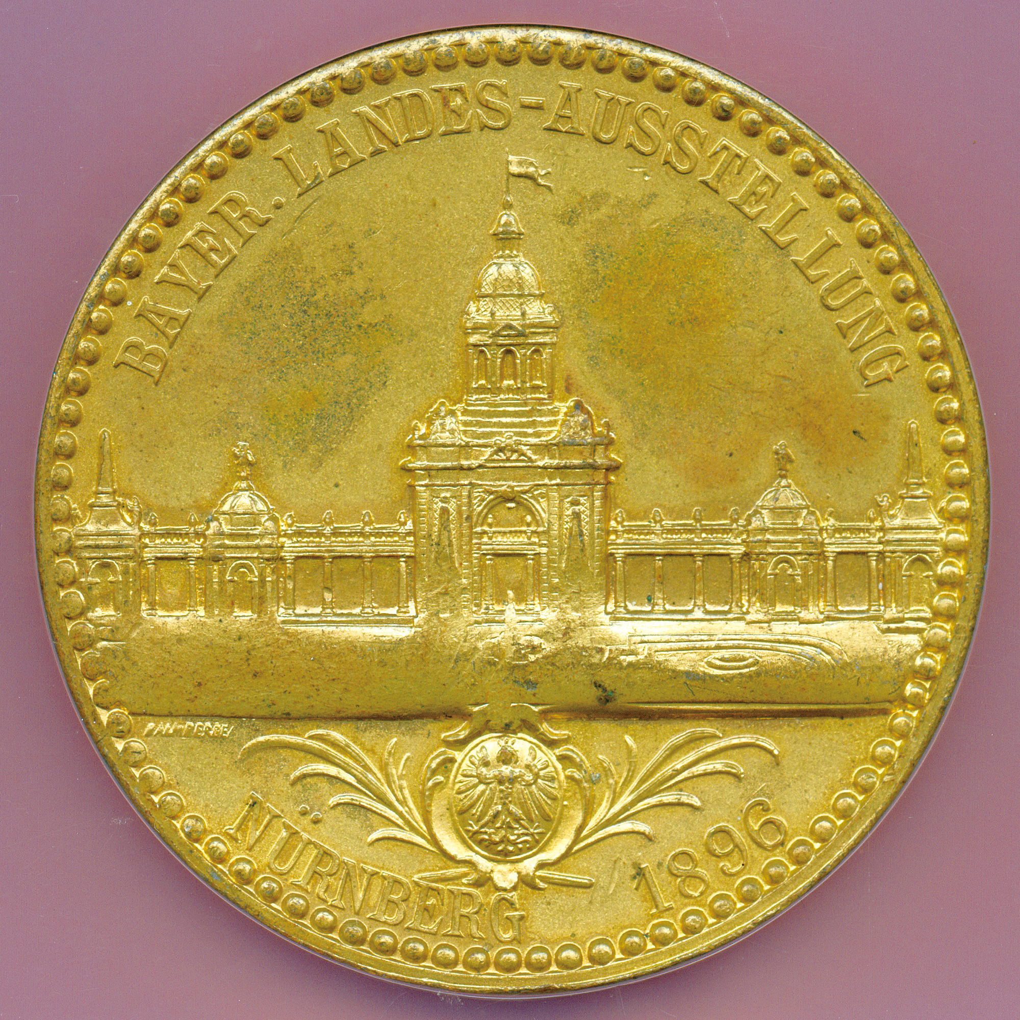 ドイツ ニュルンベルク ブロンズ貨 GILT バイエルン州博覧会 1896 MS63