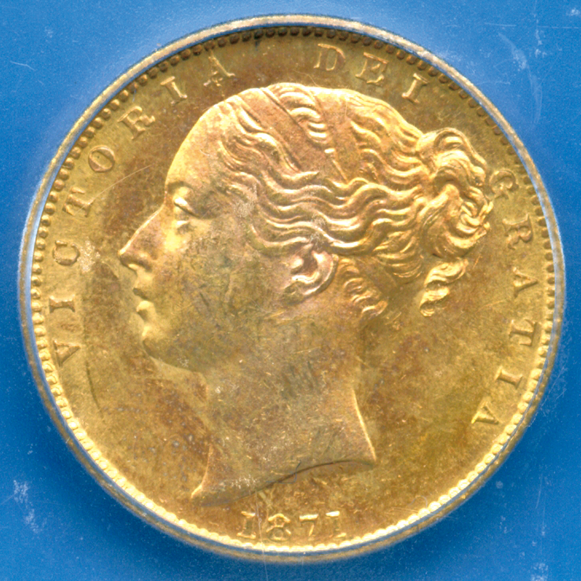 イギリス ソブリン金貨 ヴィクトリア・ヤング シールドタイプ 1871 ICG MS63