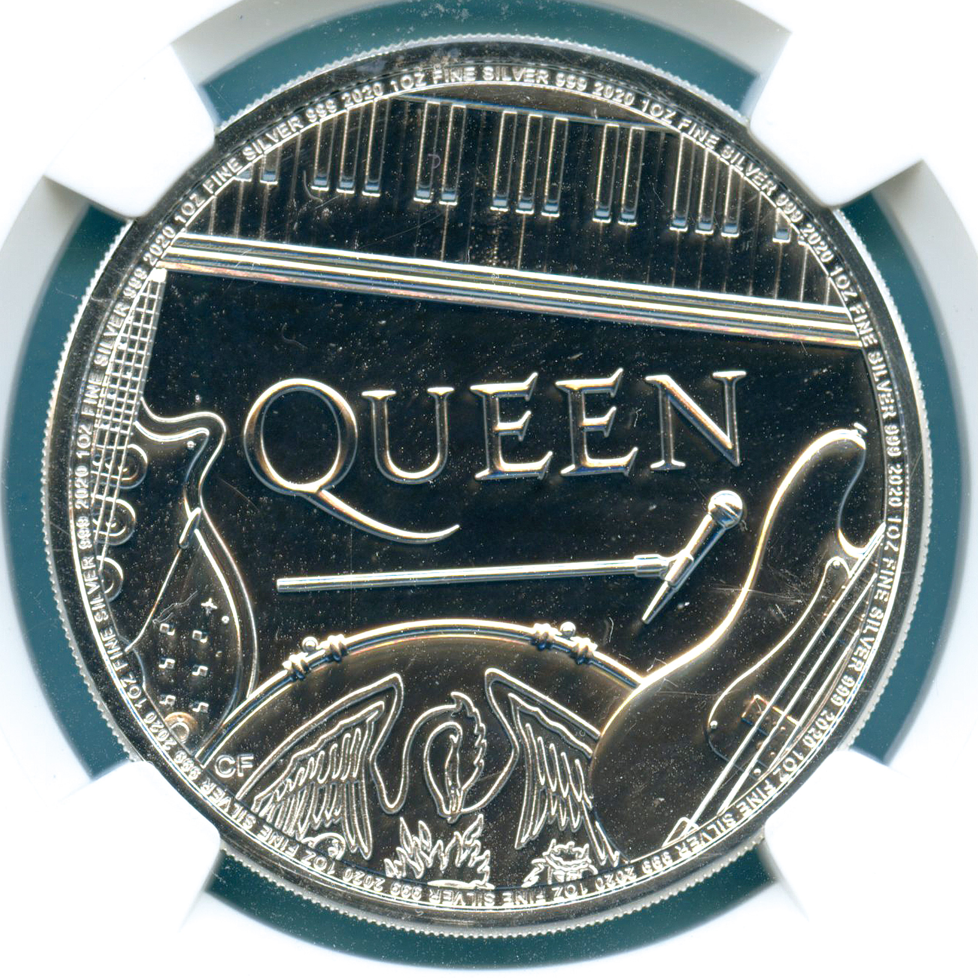 イギリス 2ポンド銀貨  ミュージック・レジェンド QUEEN 2020 最高鑑定 MS70 / First Releases