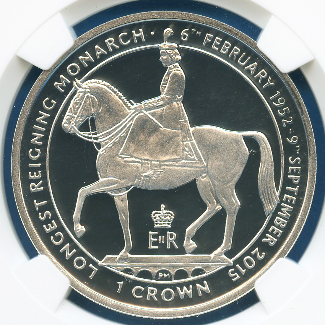 2015 マン島 エリザベス女王在位最長記念プルーフ銀貨  NGC PF70UC