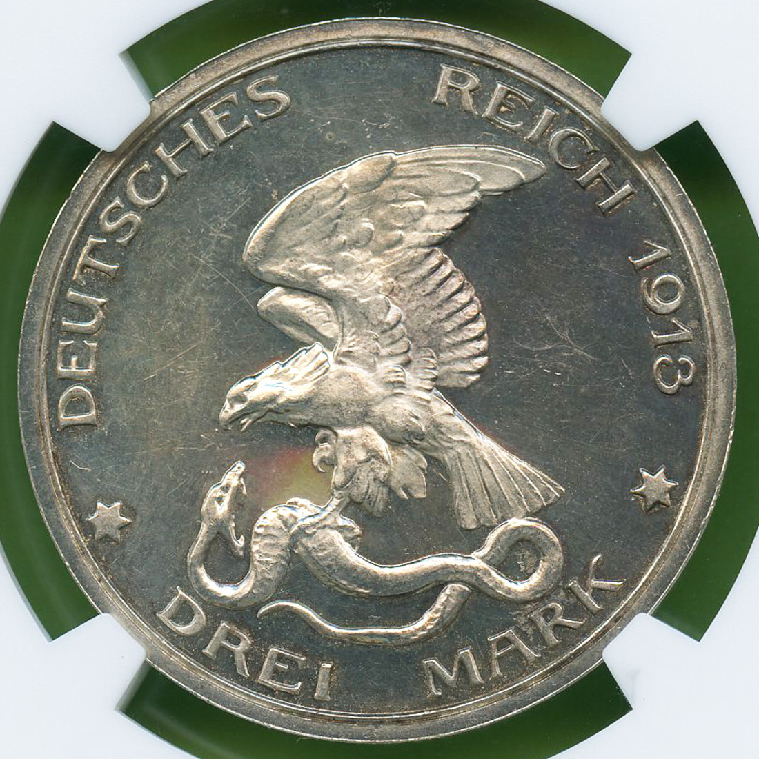 PCGS PR63CAM 1913 E ドイツ ザクセン 3マルク 銀貨