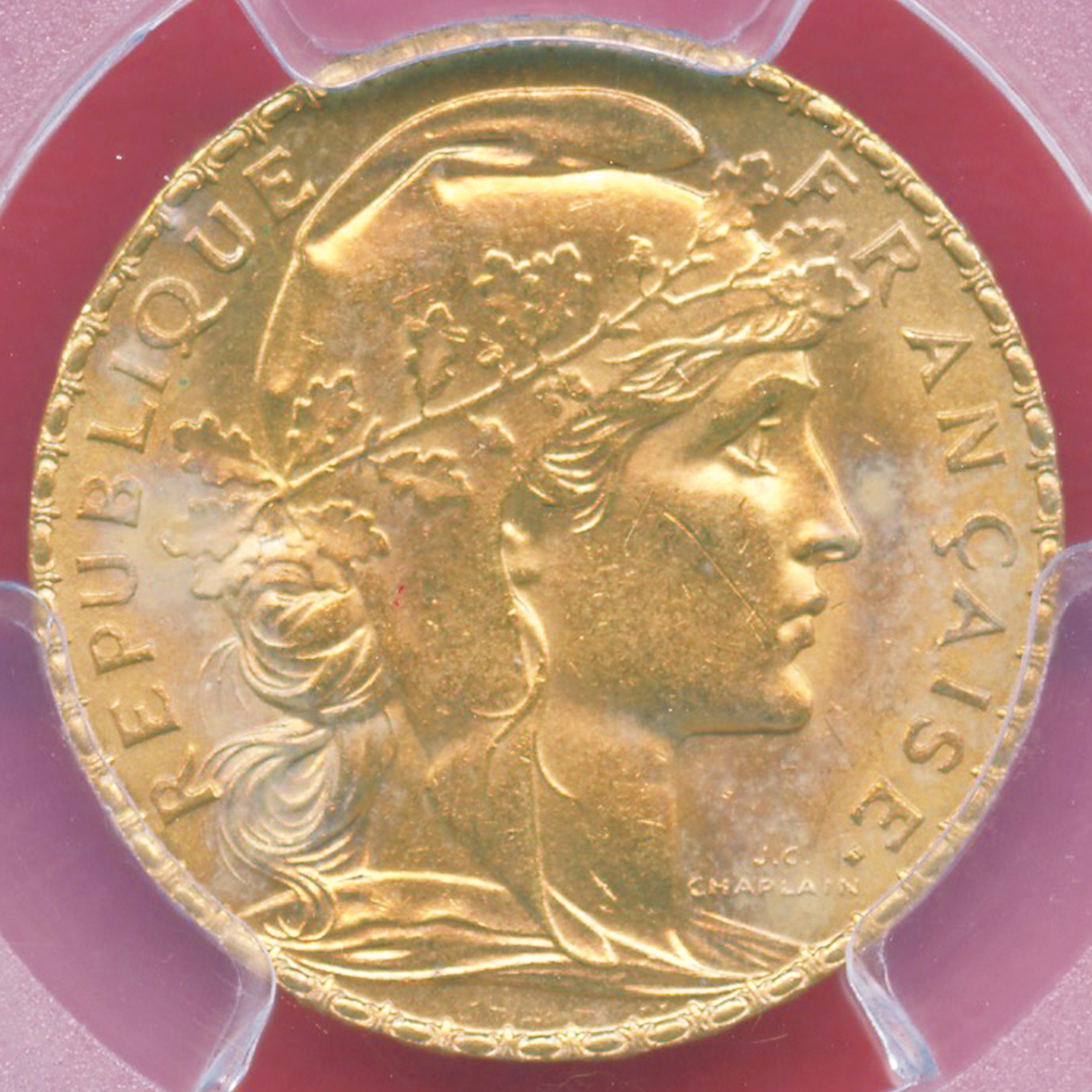 最高鑑定PR69UC 1976年フランス ピエフォーマリアンヌ5サンチーム金貨 